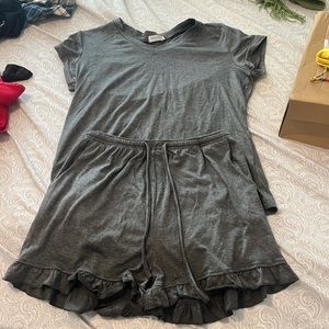 Adorable and soft pajama set. Dark heather grey